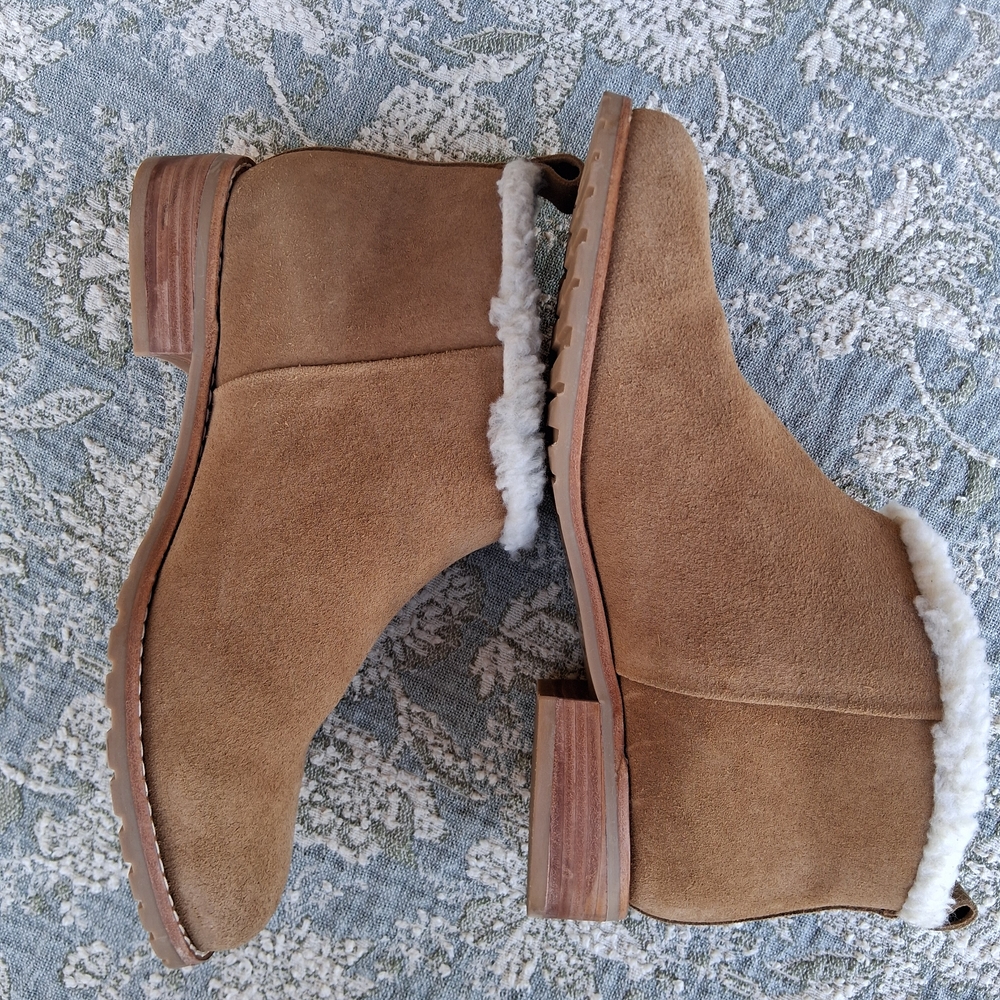 Jack Rogers Sienna Sherpa Lined Suede Booties Sz 9 NEW Water Resistant Trendy - Picture 7 of 15